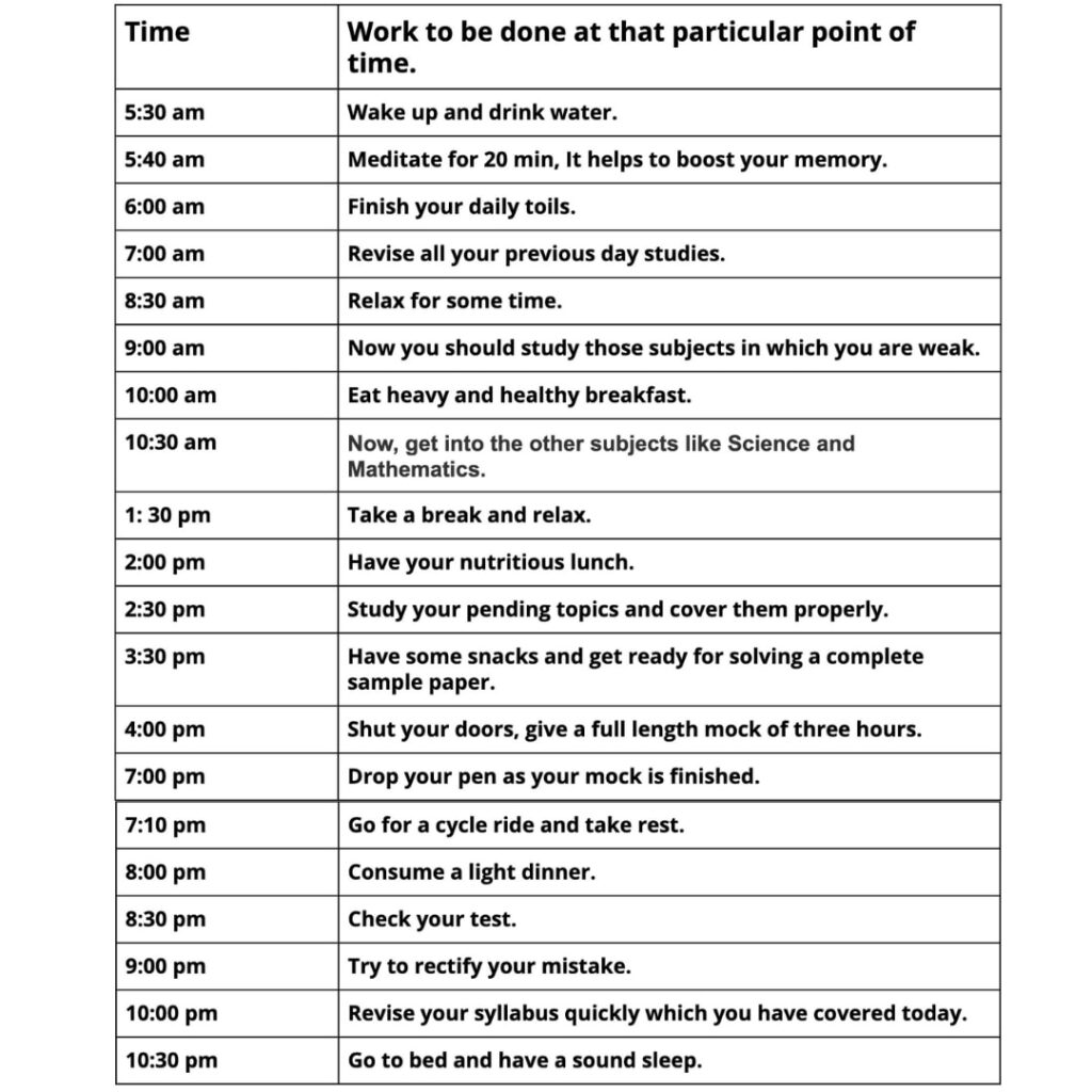 ExtraClass Time table for class 10